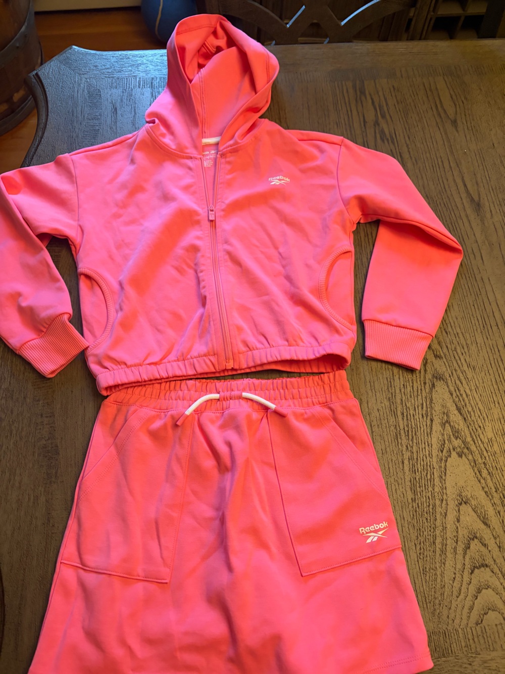 Reebok Neon Coral Zip Jacket and Drawstring Joggers